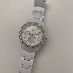 White Fossil Watch